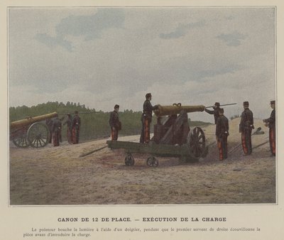 12 kvadratisk pistol som utfører ladningen (farget bilde) av (after) French Photographer