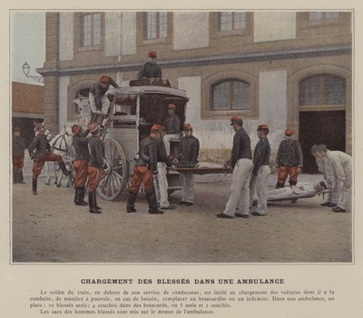 Laste de sårede i en ambulanse (farget bilde) av (after) French Photographer