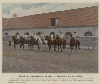 School of the Rider on Horseback, Lance Exercise (farget bilde) av (after) French Photographer