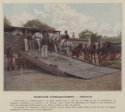 Boardingøvelser, hester (farget bilde) av (after) French Photographer
