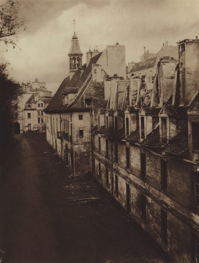 Interiøret til Hospice des Menages i 1868 (s/hvitt-bilde) av (after) French Photographer