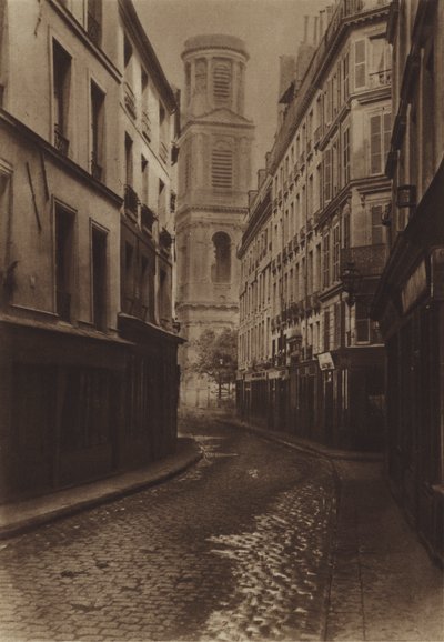 Rue du Vieux-Colombier (s/hvitt bilde) av (after) French Photographer