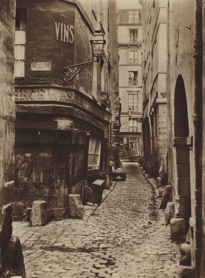 Rue Glatigny i 1865, tatt fra siden av kaien (s/hvitt-bilde) av (after) French Photographer