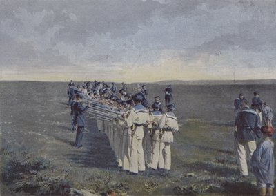 Besøk av våpnene etter avfyring (farget bilde) av (after) French Photographer