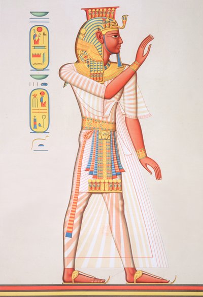 7746.c.1. & f.8 Portrett av Ramesses III (ca. 1184-1153 f.Kr.) fra 'Histoire de l'Art Egyptien d'apres les Monuments', Paris av (after) French School