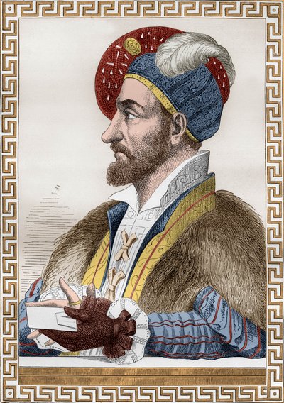 Charles III hertug av Bourbon, kjent som Connetable of Bourbon (1490-1527) connetable av Frankrike i 1515-1521, han gikk deretter inn i tjenesten til Charles Quint, gravering etter Gaignieres fra boken "Francois1er" av De Lescure av (after) French School