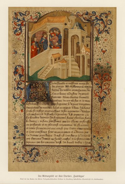 Dedikasjonsside for Alain Chartiers kvadrilog-invektiv av (after) French School