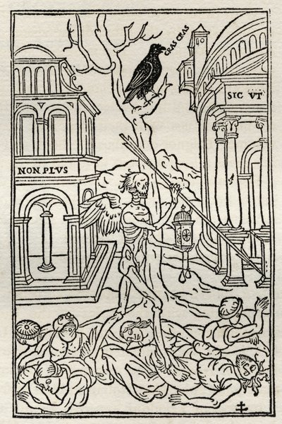 Illustrasjon til Bønner for de døde, fra «En katalog over en samling graveringer, etsninger og tresnitt», av Richard Fisher, utgitt 1879 (lito) av (after) French School