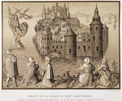 Miracle of the Virgin på Mont-Saint-Michel - faksimile av et camaieu-maleri av "Miraklene til Vår Frue" av (after) French School