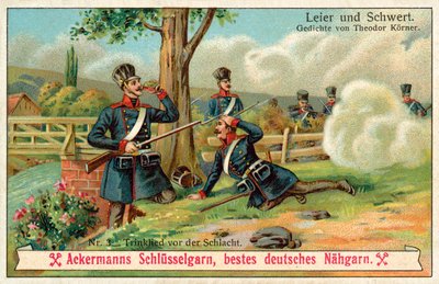 Drikkesang før slaget (chromolitho) av (after) German School