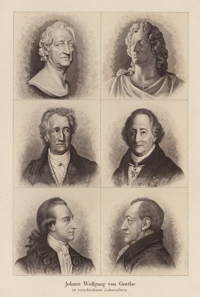 Johann Wolfgang von Goethe , tysk poet og dramatiker (litho) av (after) German School