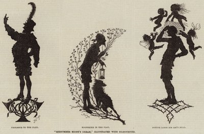 "Midsommarnattsdrøm," illustrert med silhuetter (gravering) av (after) German School