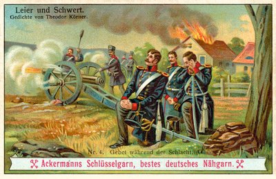Bønn under slaget (chromolitho) av (after) German School
