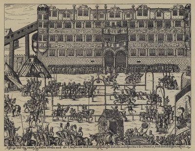 Turnering for å feire dåpen til Sigismund, sønn av John George, kurfyrst av Brandenburg, på Colln Castle av (after) German School