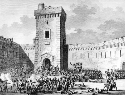 Fransk revolusjon og antirevolusjonære bevegelser: Jakobinerne stopper i Marseille og Aubagne innelåst i Fort Saint John i Marseille og massakrer av royalister den 17. Prairial An III (5. juni av (after) Girardet
