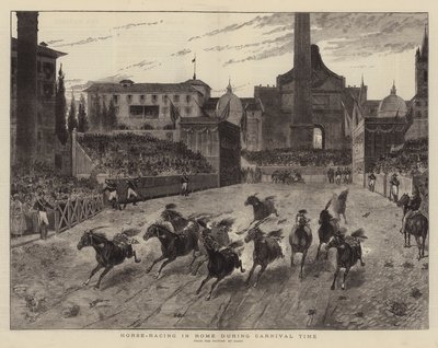 Hesteveddeløp i Roma under karnevalstid (gravering) av (after) Italian School