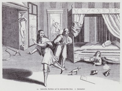 Italiensk tegneserie om den utro kone av (after) Italian School