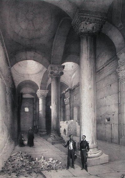 Interiør av Golden Gate i Jerusalem, illustrasjon fra 