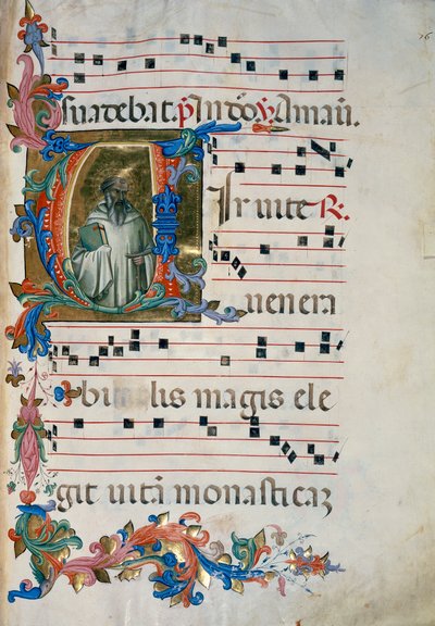 Opplyst initial med figuren San Romualdo (Corale 8, ca. 76), for korbok 8 av Santa Maria degli Angeli av (c.1370 1425) Lorenzo Monaco