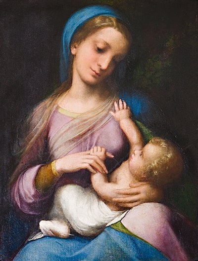 Madonna med barn eller Madonna Campori (olje på panel) av (c.1489 1534) Correggio