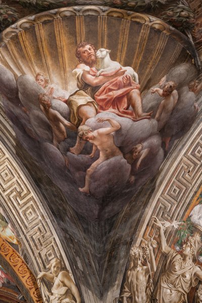 Døperen Johannes, detalj av 3660852 av (c.1489 1534) Correggio