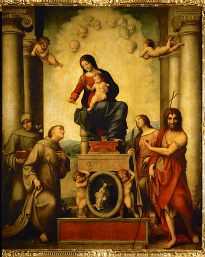 Madonnaen av Frans av Assisi (maleri på poppelved) av (c.1489-1534) Correggio
