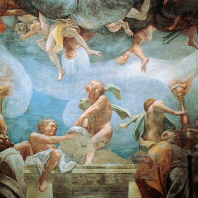 Ephebes på balkongen, detalj fra Assumption of Virgin av (c.1489 1534) Correggio
