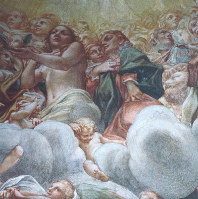 Figur av Eva, detalj fra Assumption of Virgin in Heaven, av Antonio Allegri Da Correggio (1489-1534), freskomaleri, Dome of Parma Cathedral, Italia av (c.1489 1534) Correggio