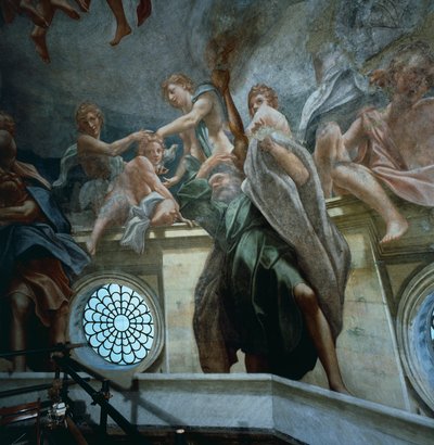 Figur av apostel, detalj av fresker av kuppelen til Parma-katedralen, av Antonio Allegri Da Correggio (1489-1534) av (c.1489 1534) Correggio