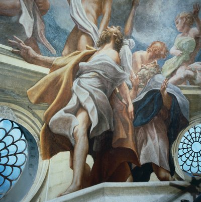 Figur av apostel, detalj av fresker av kuppelen til Parma-katedralen, av Antonio Allegri Da Correggio (1489-1534) av (c.1489 1534) Correggio