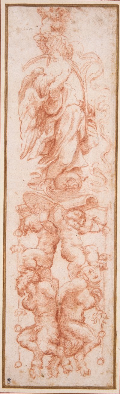 Grotesk dekorasjon for ribben til et hvelv (rødt kritt på hvitt papir) av (c.1489 1534) Correggio