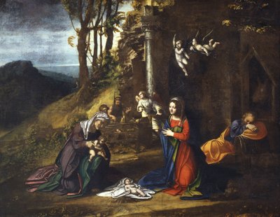 Jesu fødsel med St. Elisabeth og den unge Døperen Johannes av (c.1489 1534) Correggio