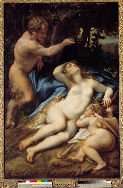 Venus, Satyr og Amor Maleri av Antonio Allegri (hans Correggio eller Le Correge 1489-1534) 1525 Søn. 1,88x1,25 m av (c.1489 1534) Correggio