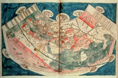 Kart over verden basert på en beskrivelse av Ptolemaeus (akvarell) av (c.90 168)(after) Ptolemy