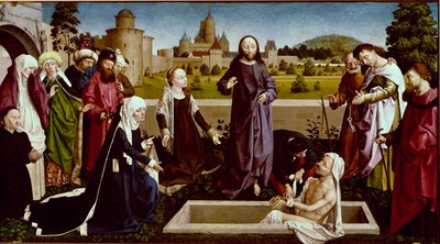 The Resurrection of Lazarus Maleri på tre av Master of Coetivy (Nicolas eller Colas d