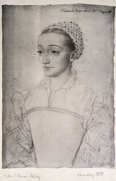 Marguerite de France (1523-74) (blyant på papir) av (studio of) Clouet