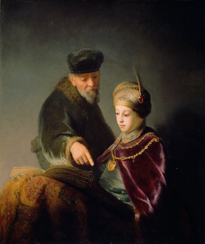 En ung lærd og hans lærer, ca. 1629-30 (olje på lerret) av studio of Rembrandt Harmensz. van Rijn