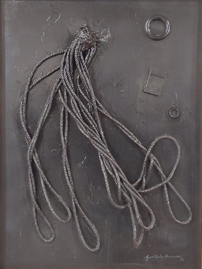 GC Riccardi, Combustione n. 3, 1990, Blandede medier på lerret, 60x80, Arpino, Umberto Mastroianni Foundation, Italia. av Gian Carlo Riccardi