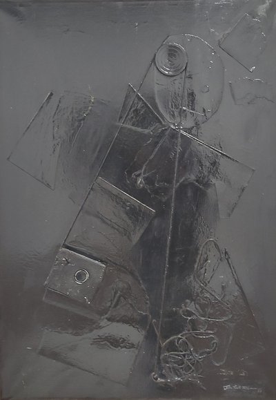 GC Riccardi, Combustione n. 2, 1977, Blandede medier på lerret, 60x80, Arpino, Umberto Mastroianni Foundation, Italia. av Gian Carlo Riccardi
