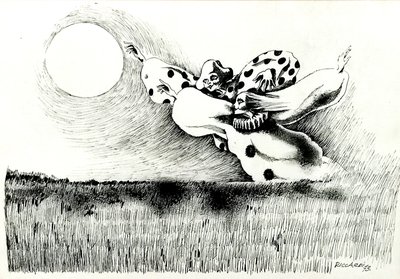 GC Riccardi, Uten tittel, 1973, Tinte auf Papier, 50x70, Italia. av Gian Carlo Riccardi