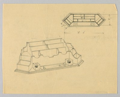 Design for Desk Organizer i plan og høyde av A.N. Davenport Co.