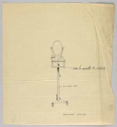 Design for barberstativ med ovalt speil av A.N. Davenport Co.