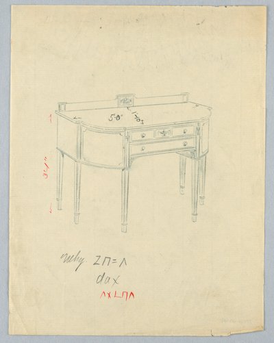 Design for skjenk med neo-klassiske vasemotiver av A.N. Davenport Co.