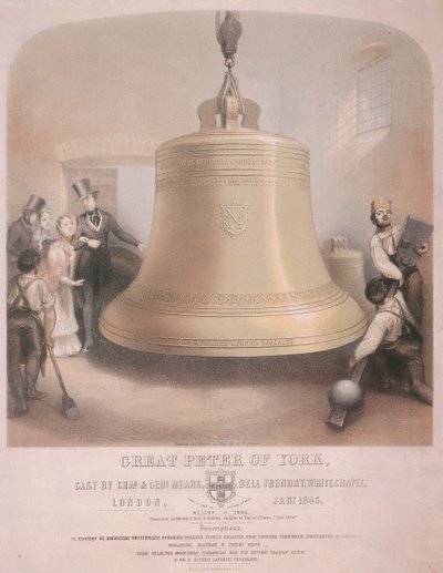 Utsikt over Great Peter of York-klokken, 1845. av AR Grieve