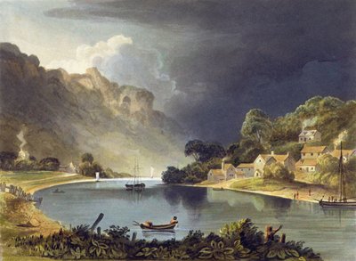 Utsikt nedover elven ved New Weir, plate 13 fra 