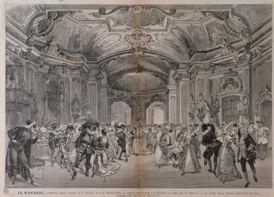 Illustrasjoner til operaen Le Maschere av Pietro Mascagni for forestillingen på teatro alla Scala i Milano av A. (after) Bonamore