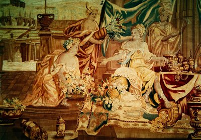 Asia, fra et billedvev av de fire verdenshjørner, detalj av figurer, første halvdel av 1700-tallet (detalj fra 194760) av A. Baertams