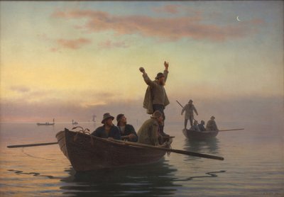 Hornfiskfiske med drivnot. Tidlig morgen av A. Dorph