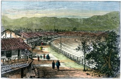 Jernbanelinje nær Kobe, Japan, 1891 av A. Forsyth