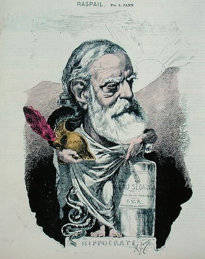 Karikatur av Francois Vincent Raspail (1794-1878) ca. 1870 (farget gravering) av A. Jann